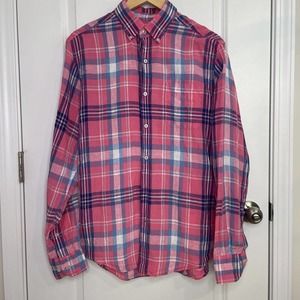 Southern Tide Pink and Blue Plaid Casual Button Down Shirt